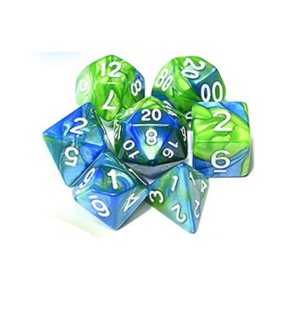 RPG Dice Set (7) - Green/Blue Marble